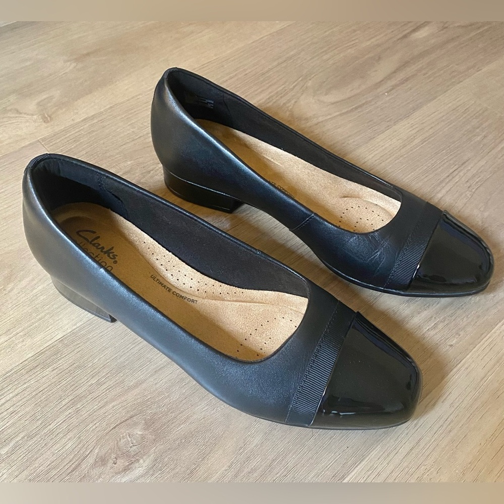Clarks Glossy Black Loafers